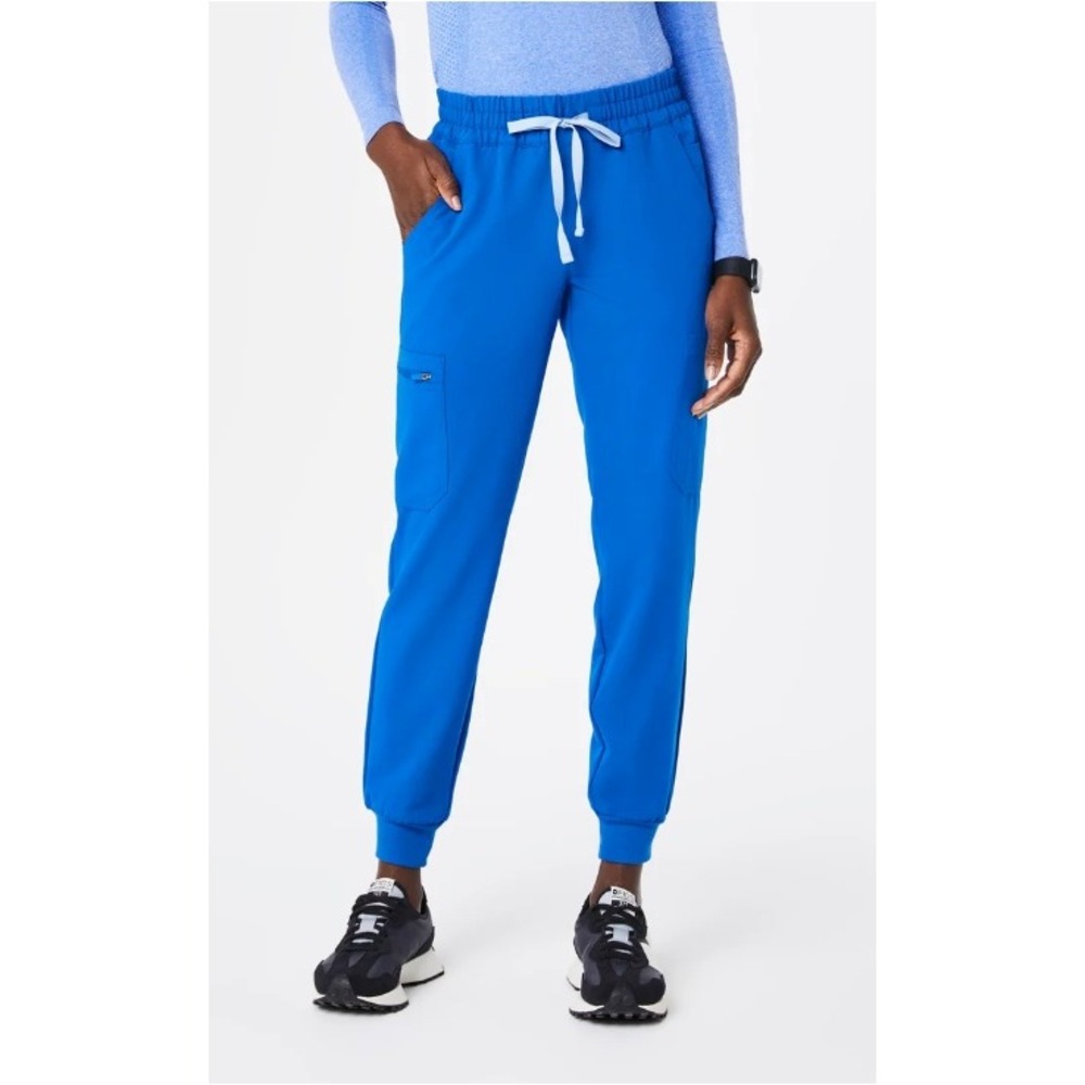 FIGS Uman Jogger Scrub Pants Mid Rise Relaxed 11 Pocket Moisture Wicking Blue